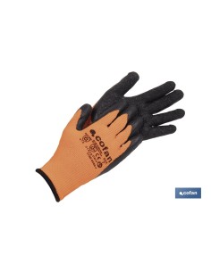 GUANTE NARANJA FLUOR CON REVESTIMIENTO LATEX TERMICO T-8 VENTA UNITARIA