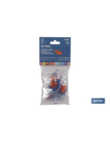 BLISTER 10 TAPONES (5 par) OIDOS C/CUERDA PU SNR36