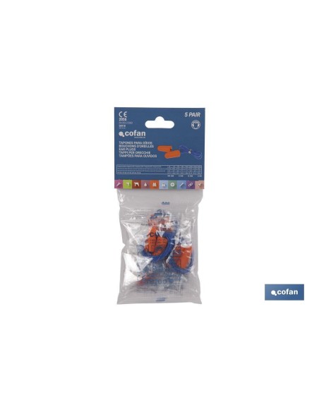 BLISTER 10 TAPONES (5 par) OIDOS C/CUERDA PU SNR36