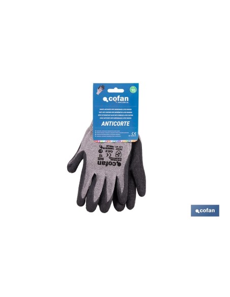 GUANTE ANTICORTE HPPE IMPREGNADO DE LATEX RUGOSO TALLA 10 VENTA UNITARIA