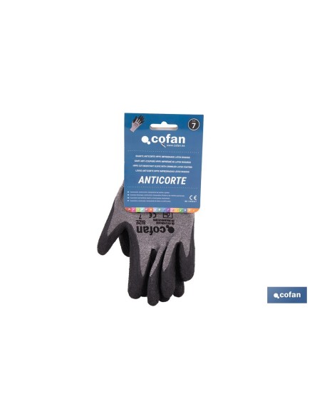 GUANTE ANTICORTE HPPE IMPREGNADO DE LATEX RUGOSO TALLA 7