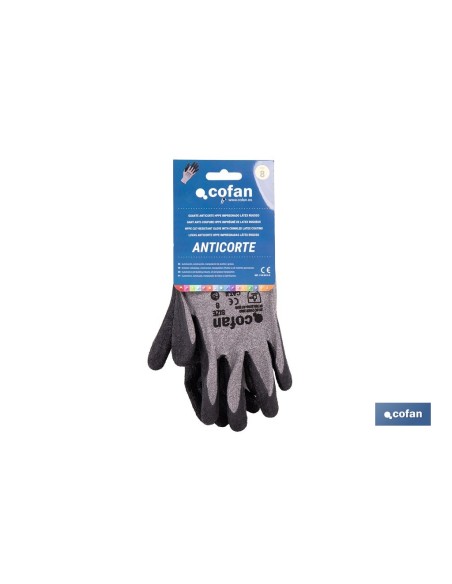 GUANTE ANTICORTE HPPE IMPREGNADO DE LATEX RUGOSO TALLA 8