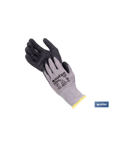 GUANTE ANTICORTE HPPE IMPREGNADO DE LATEX RUGOSO TALLA 9