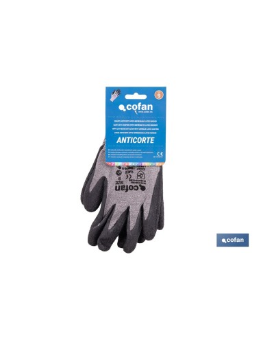 GUANTE ANTICORTE HPPE IMPREGNADO DE LATEX RUGOSO TALLA 9