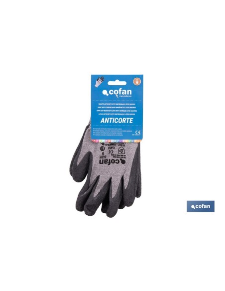 GUANTE ANTICORTE HPPE IMPREGNADO DE LATEX RUGOSO TALLA 9