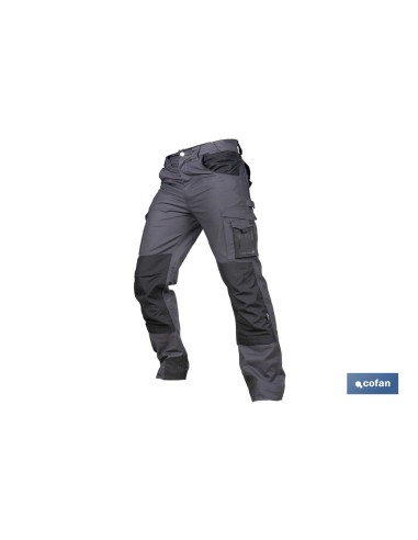 PANTALÓN DE TRABAJO HEIMDALL ELASTANO 280 G/M2 GRIS OSCURO CON DETALLES NEGROS TALLA 38