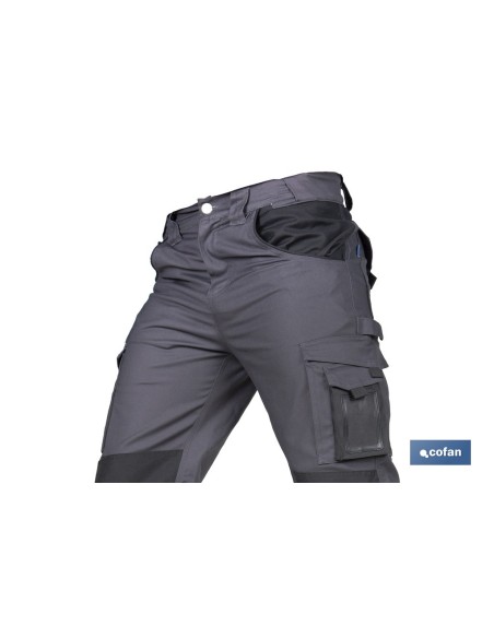 PANTALÓN DE TRABAJO HEIMDALL ELASTANO 280 G/M2 GRIS OSCURO CON DETALLES NEGROS TALLA 46