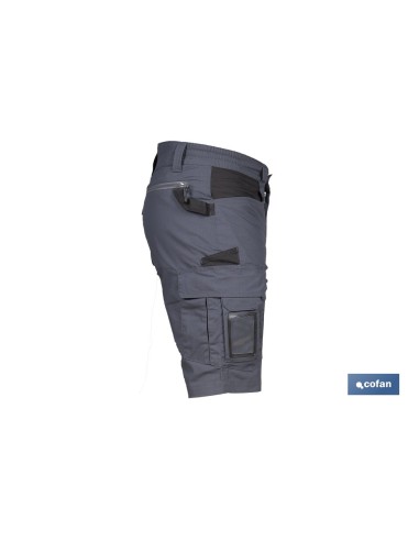 BERMUDAS DE TRABAJO FRIGG ELASTANO 215 G/M2 GRIS OSCURO CON DETALLES NEGROS TALLA 48