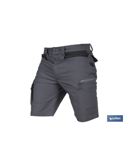 BERMUDAS DE TRABAJO FRIGG ELASTANO 215 G/M2 GRIS OSCURO CON DETALLES NEGROS TALLA 50