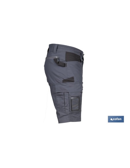 BERMUDAS DE TRABAJO FRIGG ELASTANO 215 G/M2 GRIS OSCURO CON DETALLES NEGROS TALLA 52