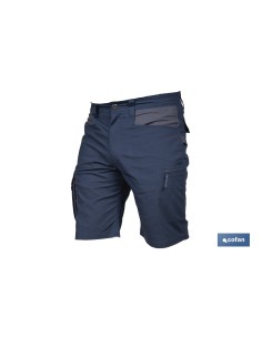 BERMUDAS DE TRABAJO TYR ELASTANO 215 G/M2 AZUL MARINO CON DETALLES GRISES TALLA 44