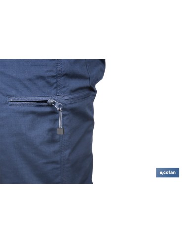 BERMUDAS DE TRABAJO TYR ELASTANO 215 G/M2 AZUL MARINO CON DETALLES GRISES TALLA 52