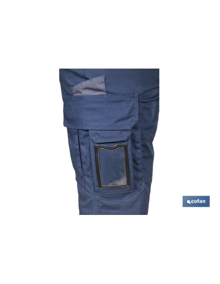 BERMUDAS DE TRABAJO TYR ELASTANO 215 G/M2 AZUL MARINO CON DETALLES GRISES TALLA 58