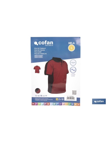 POLO HELA ELASTANO 210 G/M2 ROJO OSCURO-NEGRO TALLA XXL