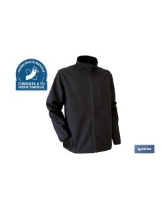 CHAQUETA SOFT SHELL NEGRA LISTER 340g/m TALLA XL