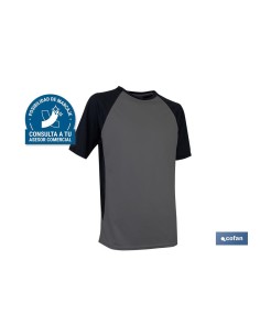CAMISETA TRANSPIRABLE MODELO PILOTE GRIS-NEGRA 160 g/m2 TALLA-XXL