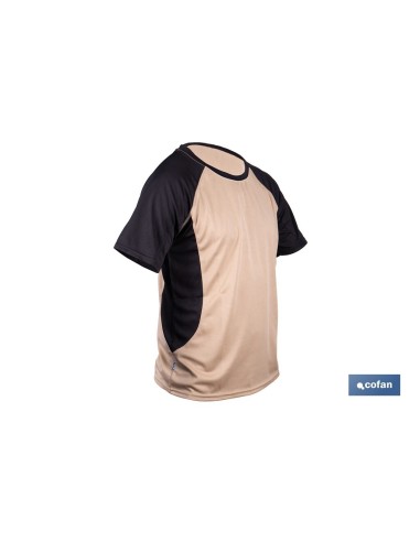 CAMISETA TRANSPIRABLE MODELO PILOTE BEIGE-NEGRA 160 g/m2 TALLA-S