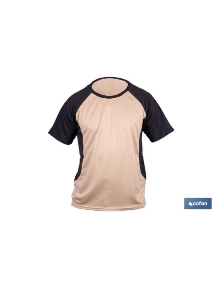 CAMISETA TRANSPIRABLE MODELO PILOTE BEIGE-NEGRA 160 g/m2 TALLA-S