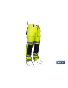 PANTALÓN DE ALTA VISIBILIDAD MODELO SIRIO AMARILLO Y AZUL MARINO TALLA S 2