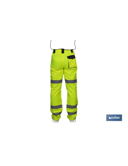 PANTALÓN DE ALTA VISIBILIDAD MODELO SIRIO AMARILLO Y AZUL MARINO TALLA XXL