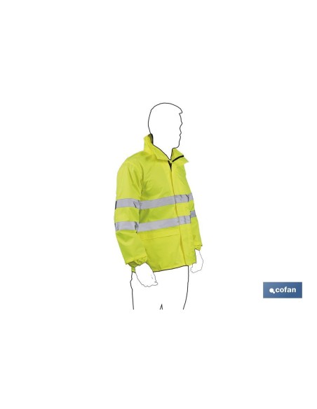 CHAQUETA DE LLUVIA DE ALTA VISIBILIDAD MODELO PÓLUX AMARILLA TALLA S
