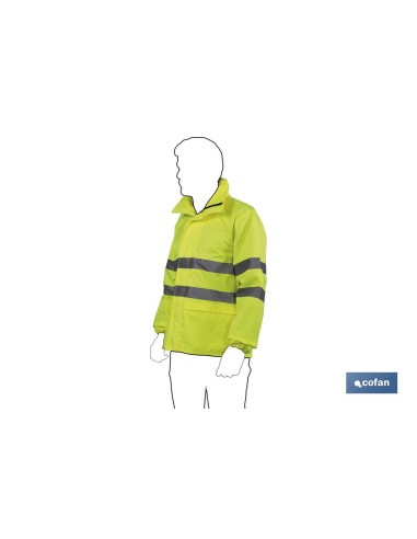 CHAQUETA DE LLUVIA DE ALTA VISIBILIDAD MODELO PÓLUX AMARILLA TALLA S