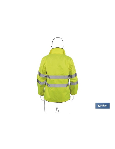CHAQUETA DE LLUVIA DE ALTA VISIBILIDAD MODELO PÓLUX AMARILLA TALLA S
