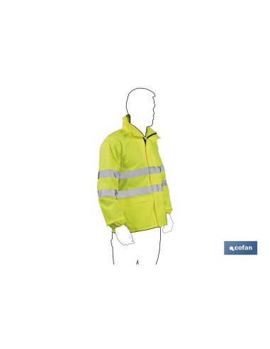 CHAQUETA DE LLUVIA DE ALTA VISIBILIDAD MODELO PÓLUX AMARILLA TALLA XXXL