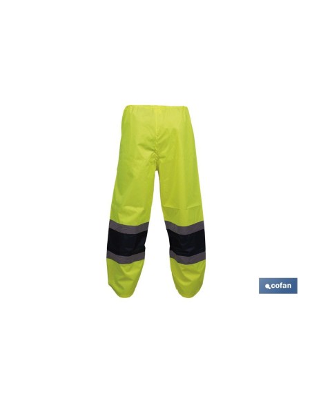 PANTALÓN DE LLUVIA DE ALTA VISIBILIDAD MODELO BELLATRIX AMARILLA Y AZUL TALLA L