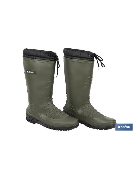 BOTA DE AGUA VERDE/NEGRA CON FORRO POLAR TALLA 41