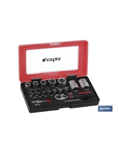 SET MINI CARRACA, VASOS Y PUNTAS 1/4 23 pcs.