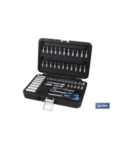 MALETIN 57 PCS PROFESIONAL VASOS Y PUNTAS 1/4 2
