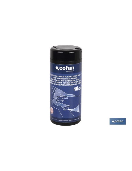 TOALLITAS PARA LIMPIEZA DE MANOS ANTIBACTERIAS 40 UDS
