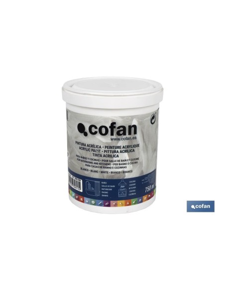 PINTURA ACRILICA PARA BAÑOS Y COCINAS 750 ML BLANCO