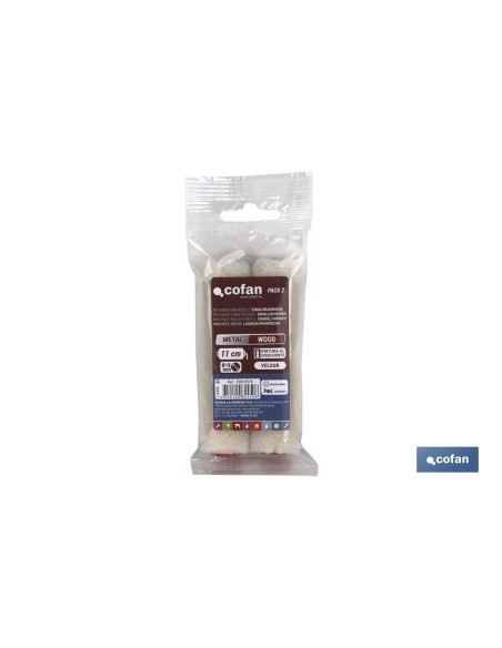 PACK 2 RECAMBIOS MINI RODILLO ESMALTAR/BARNIZAR 11CM