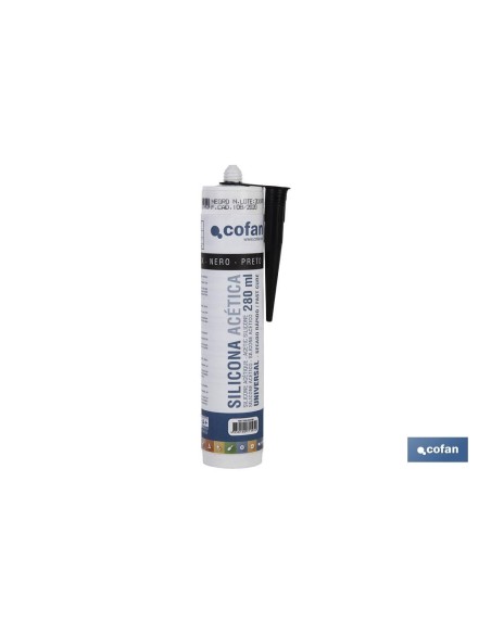 SILICONA ACETICA UNIVERSAL 280 ML NEGRO