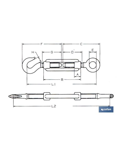 TENSOR GANCHO-ANILLA ZINC. DIN 1480 M-14