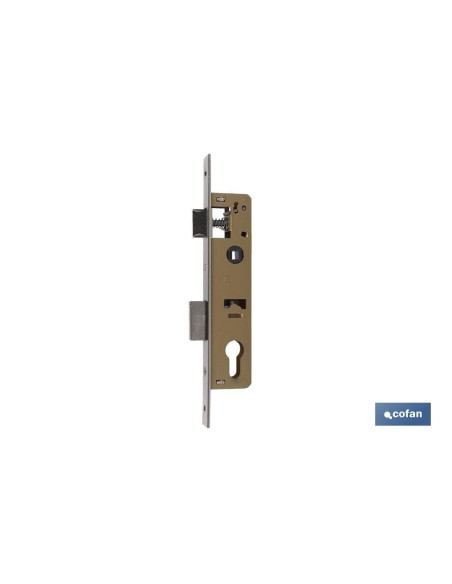 CERRADURA DE EMBUTIR + CERRADERO D85 E28 (LEVA CORTA) NÍQUEL (PUERTAS DE METAL)