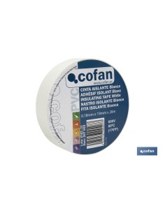 CINTA AISLANTE 180 Micras BLANCA 19mmX20 Metros venta unitaria