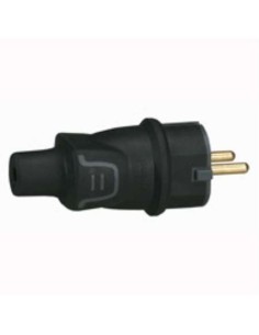CLAVIJA 2P+T 10-16A NEGRA SALIDA RECTA IP44 IK08