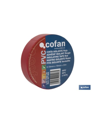 CINTA AISLANTE 180 Micras ROJA 19mmX20 Metros venta unitaria
