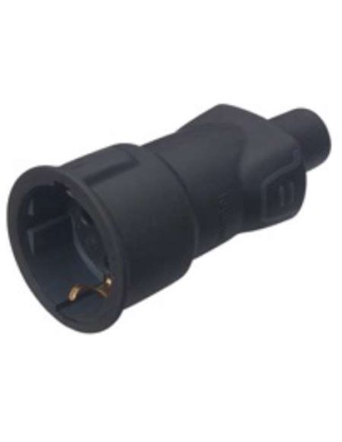 BASE 2P+T 10-16A SALIDA RECTA IK08 CAUCHO NEGRA