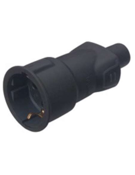 BASE 2P+T 10-16A SALIDA RECTA IK08 CAUCHO NEGRA