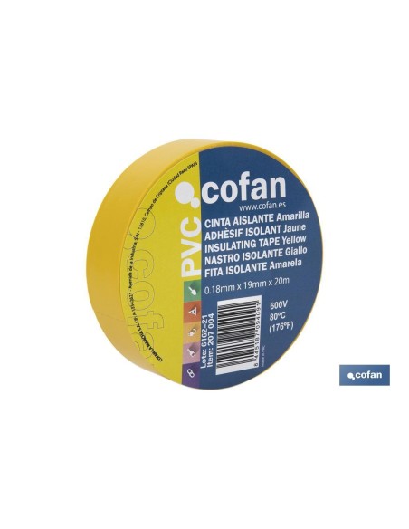 CINTA AISLANTE 180 Micras AMARILLA 19mmX20 Metros