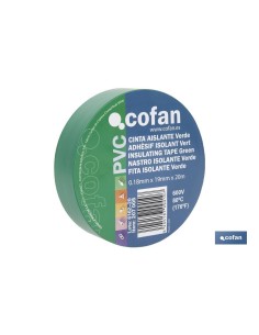 CINTA AISLANTE 180 Micras VERDE 19mmX20 Metros venta unitaria