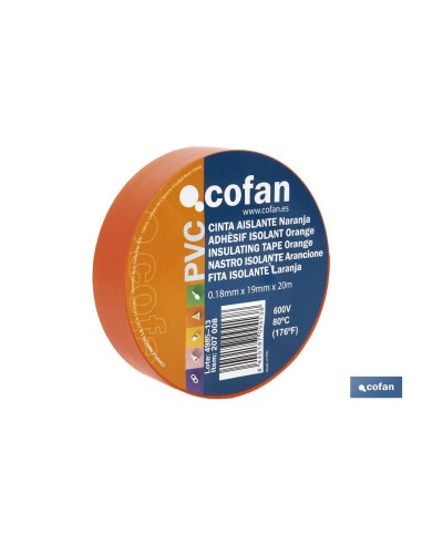 CINTA AISLANTE 180 Micras NARANJA 19mmX20 Metros
