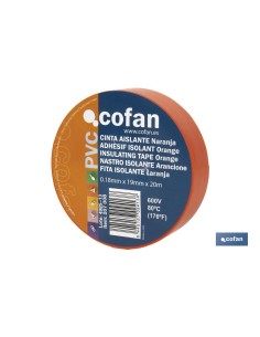 CINTA AISLANTE 180 Micras NARANJA 19mmX20 Metros 2