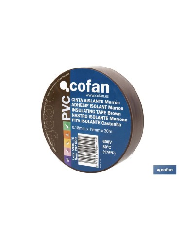 CINTA AISLANTE 180 Micras MARRON 19mmX20 Metros venta unitaria