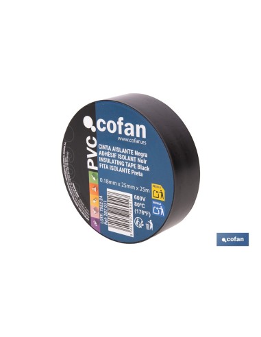 CINTA AISLANTE 180 MICRAS NEGRA 25 MM X 25 M VENTA UNITARIA