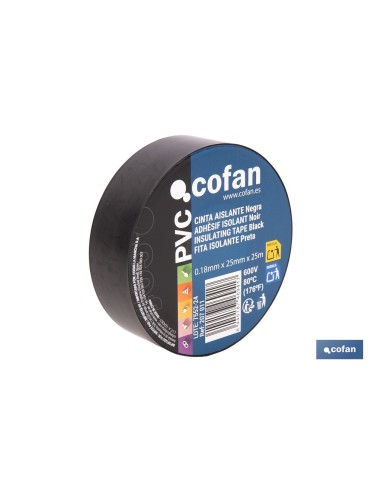 CINTA AISLANTE 180 MICRAS NEGRA 25 MM X 25 M VENTA UNITARIA